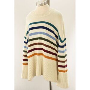 Gap Oversized Multicolor Stripe Crew Neck Cotton Sweater XXL